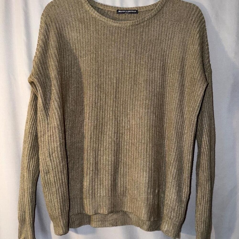 Brandy Melville olive green ribbed knit sweater